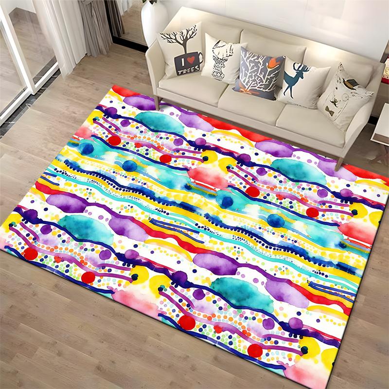 Abstract Colorful Striped Watercolor Carpet for Living Room Decor Suitable for use as an anti-slip for living room bedroom sofas