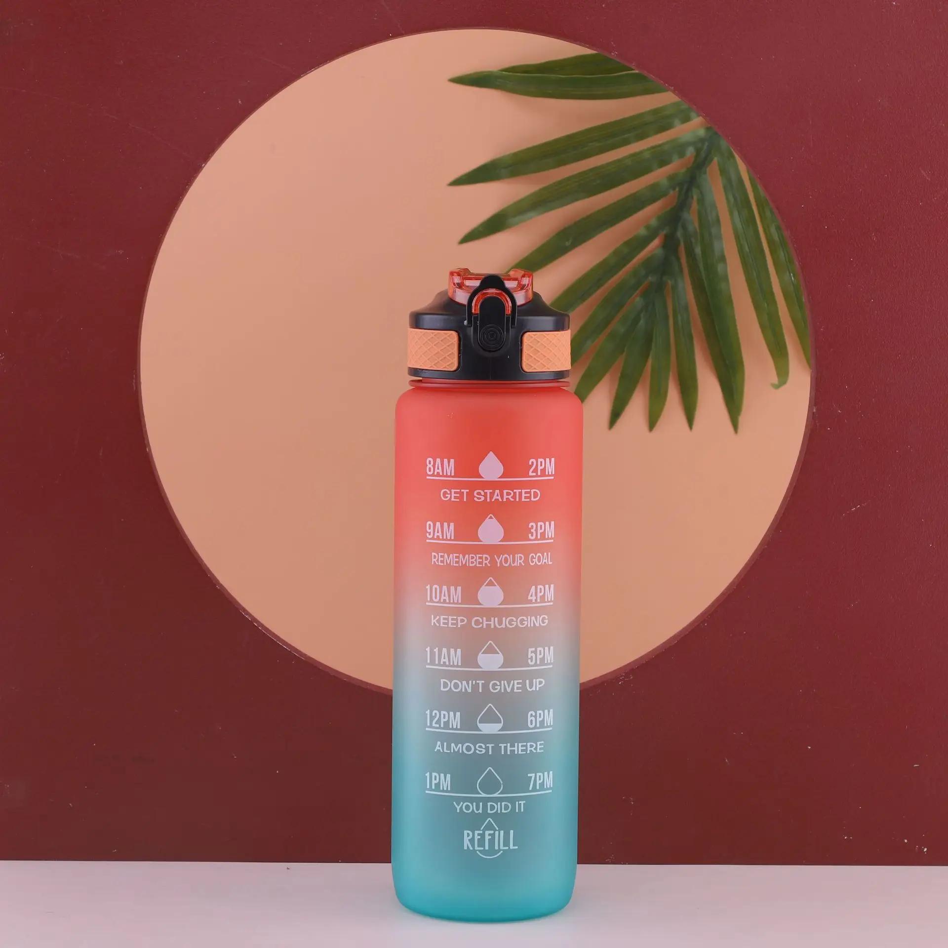 

1 л портативная бутылка для воды, кружки для воды, мотивирующая спортивная бутылка для воды с таймером, герметичная кружка для занятий спортом на открытом воздухе, фитнеса 1000ml