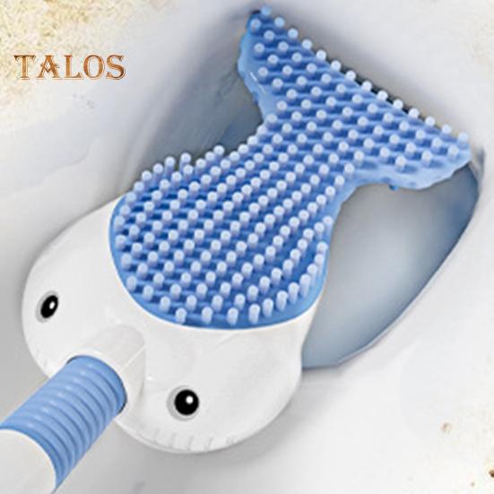 Squirt Whale Toilet Brush 360-Degree Cleaning Brush with Silicone Head Hanging Hole Design Wall-mounted Toilet Brush