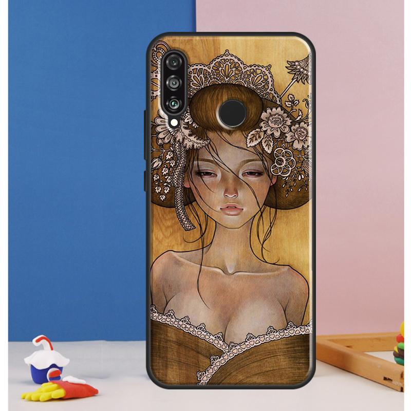 Japanese Geisha Case For Huawei Nova Y70 Y60 Y90 Y61 Y91 Y72 Y73 12s 12i 11i 8i 9 10 SE P30 P40 Lite P60 Pro