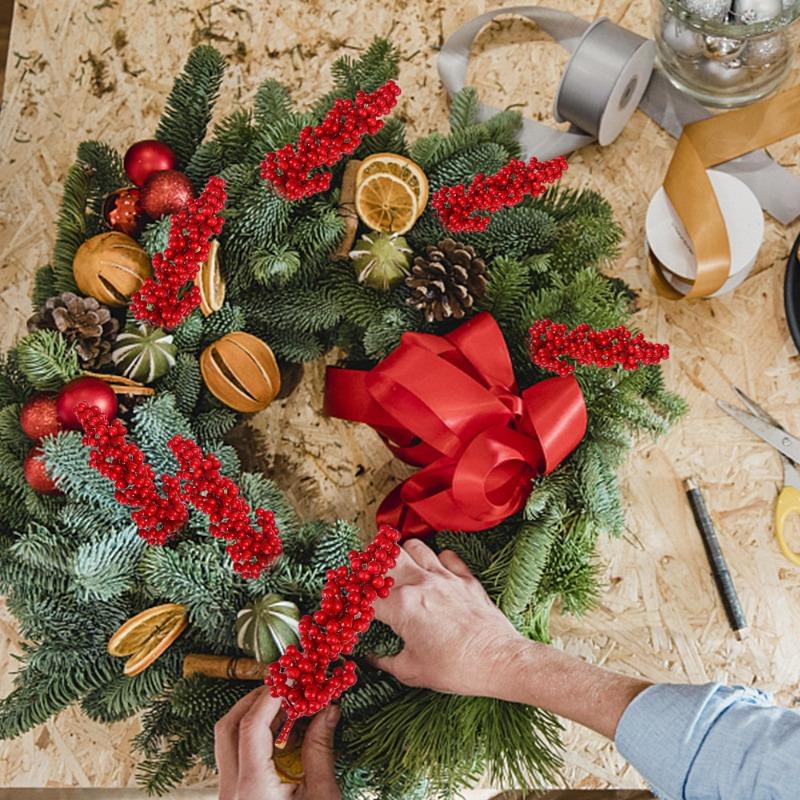 100/1PCS Christmas Artificial Berries Branch Red Holly Berry Stem Garland DIY Flowers Plant New Year Party Home Decor Ornaments