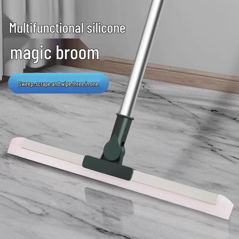 Telescopic Silicone Broom Mop: Dual-Use Dry & Wet Squeegee for Bathroom and Toilet.