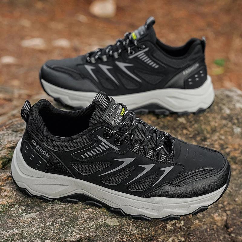 Mens Hiking Shoes Breathable Lace Up Trekking Male Cushioning Outdoor Climbing Tourism Sneakers for Men 2025 Zapatos Para Hombre