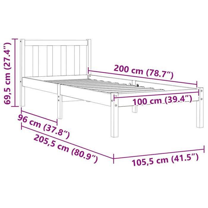 VidaXL Cadre de lit cire marron 100x200 cm bois de pin massif 844807