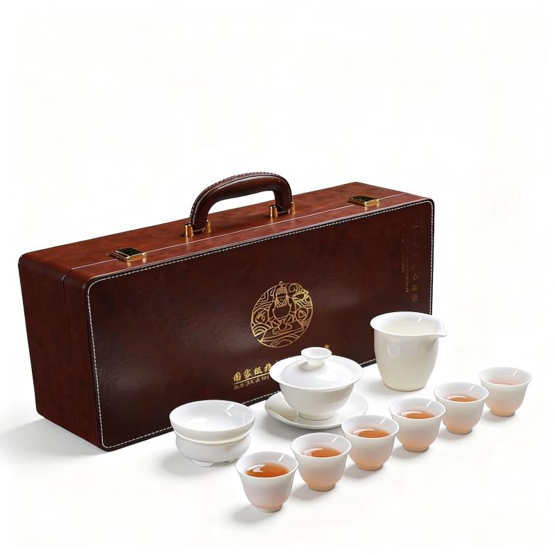 Tuopai 10-Piece Bright White Jade Ceramic Kung Fu Tea Set