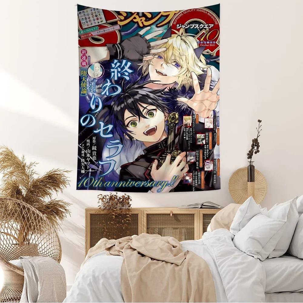 Anime Seraph of The End Printed Large Wall Tapestry Hanging Tarot Hippie Wall Rugs Dorm Home Decor