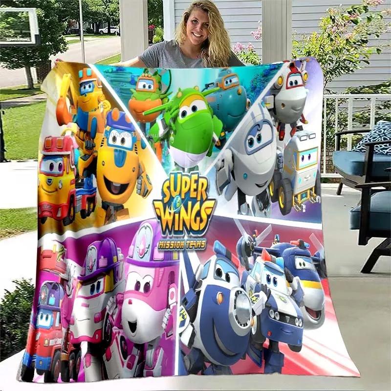 Super Wings Blanket Cartoon Child Flannel Throw Blankets Micro Fleece Cozy Plush Covers for Bed Car and Home Decoration