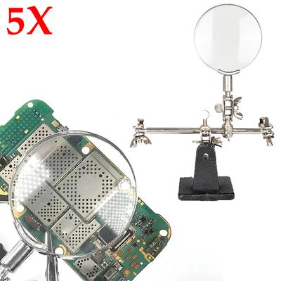 5X Desktop Lupe Lötklemme mit Krokodilklemmen Dritte Hand mit Lupe Vergrößerungslinse Reparatur von elektrischen Leiterplatten
