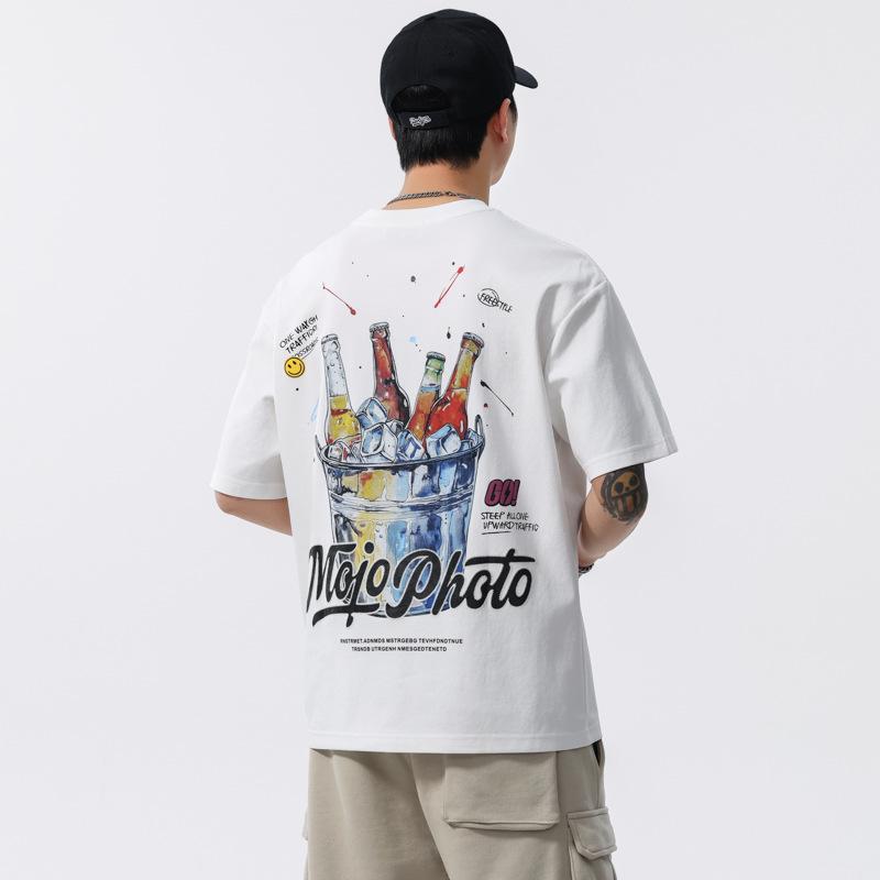 Summer New Abstract Printed Men's Short-sleeved T-shirt Loose T-shirt