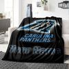 Name Custom Carolina Panthers Print Flannel Blanket High Quality Warm Comfortable Cover for All Seasons Perfect for Gifts Home Decor