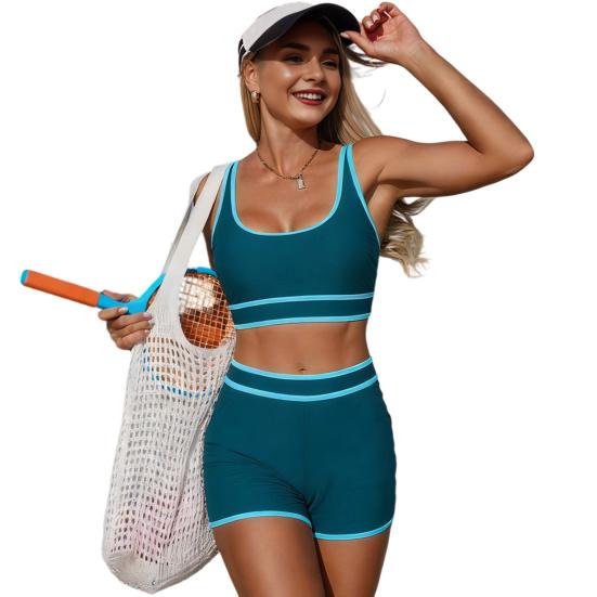 

Women Swimsuit Set Racerback Tops Mid-Thigh Swimwear Boxer Shorts Water Sports Beach Pool Hot Spring S
