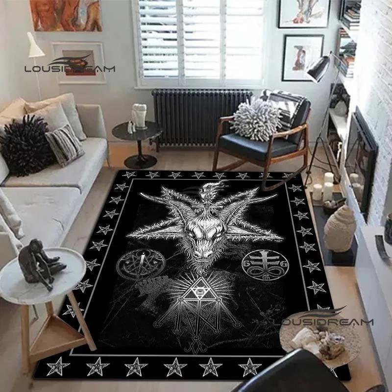 Devil Satan Lucifer Sacrifice Carpet and Rug Goat Baphont Rug Living Room Bedroom Area Carpet Study Porch Bedside Non-slip Mat