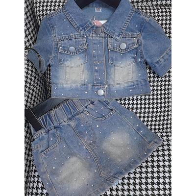 Set de vară din denim pentru fete, două piese - Stil coreean la modă.