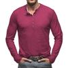 Men's Solid Color Long Sleeve T-Shirt Shirt Men's Casual Sports Top - Seven Buttons
