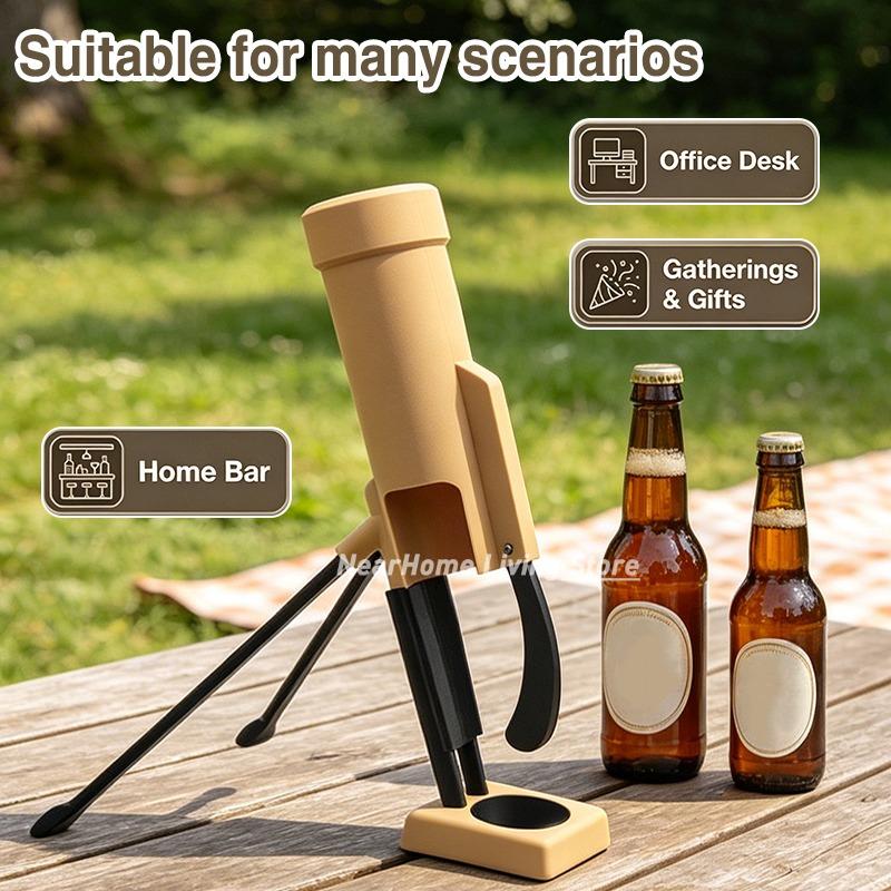 Mortar Style Beer Bottle Opener Creative Cap Launcher 330/500ML Eco-Friendly Bar Decor for Men Dad Camping Travel