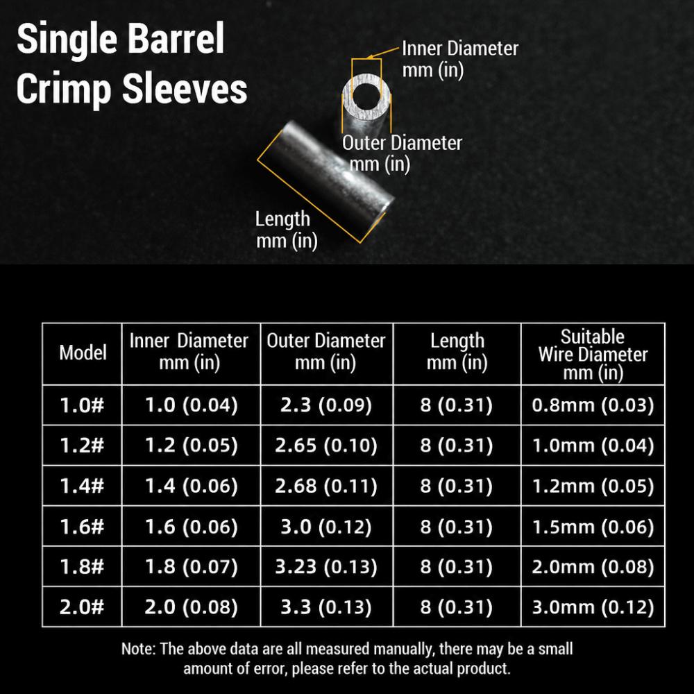 200/250/300/500PCS Single Barrel Fishing Crimp Sleeves  Fishing Accessories