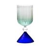Creative Two Tone Green Blue Amber Purple Colored Ripple Style Martini Mojito Champagne Margarita Cocktail Glasses Goblet Cup