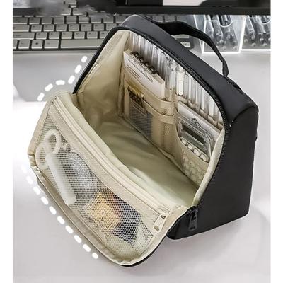 Sacs de maquillage pour femmes, sac à stylos de grande capacité, trousse à crayons japonaise Simple noire, sacs de papeterie pour sacs de rangement