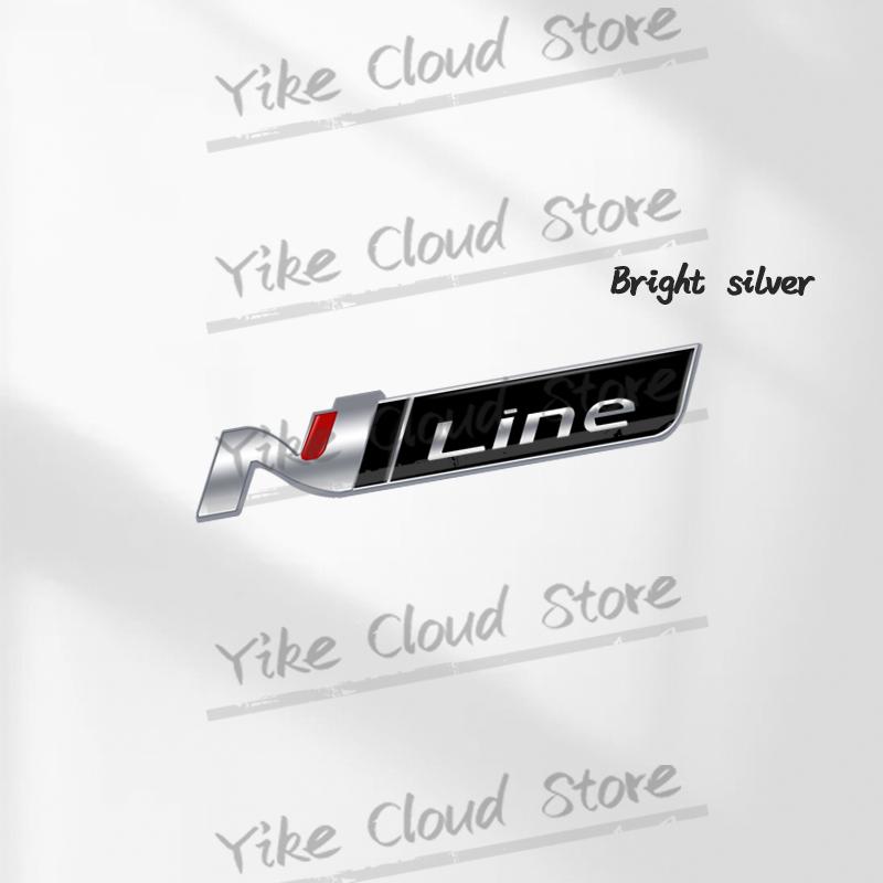 HWCB2 N Line Decoration Emblem Car Styling 3D Sticker Metal Front Hood Grille Badge For Hyundai Kona Tucson Sonata Elantra Veloster