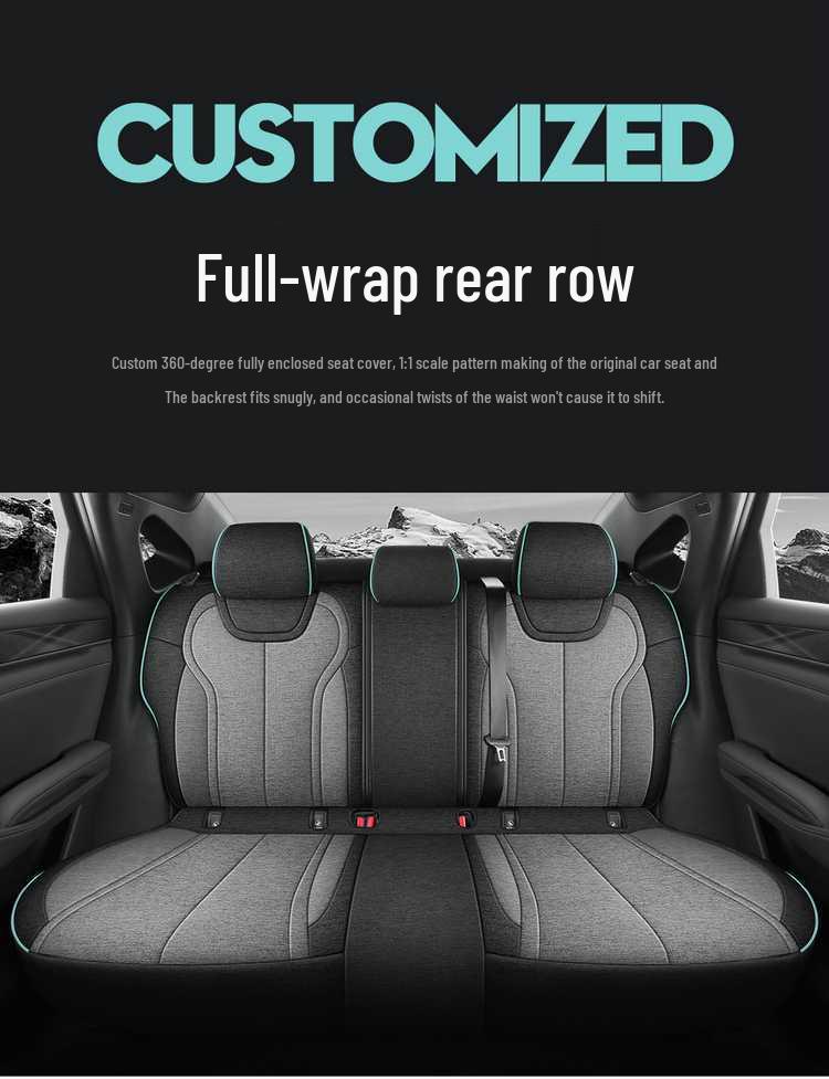 All-Season BYD Qin L Seat Covers: Breathable Linen with Perforated Leather, Fully Enclosed and Ventilated
