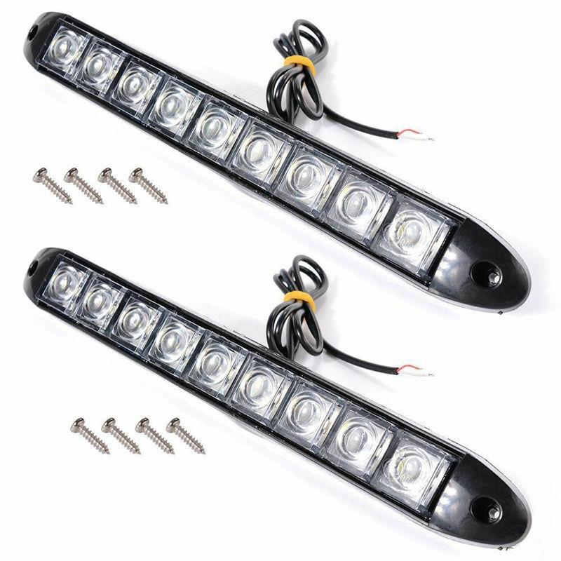 Car Daytime Running Light Accessories Auto 1 Pair 9-LED White 320-400LM
