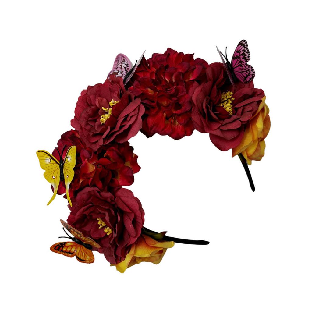 Elegant Flower Hairband Bohemian Style Realistic Butterfly Headband for Girls Halloween Trendy Model Show Headband