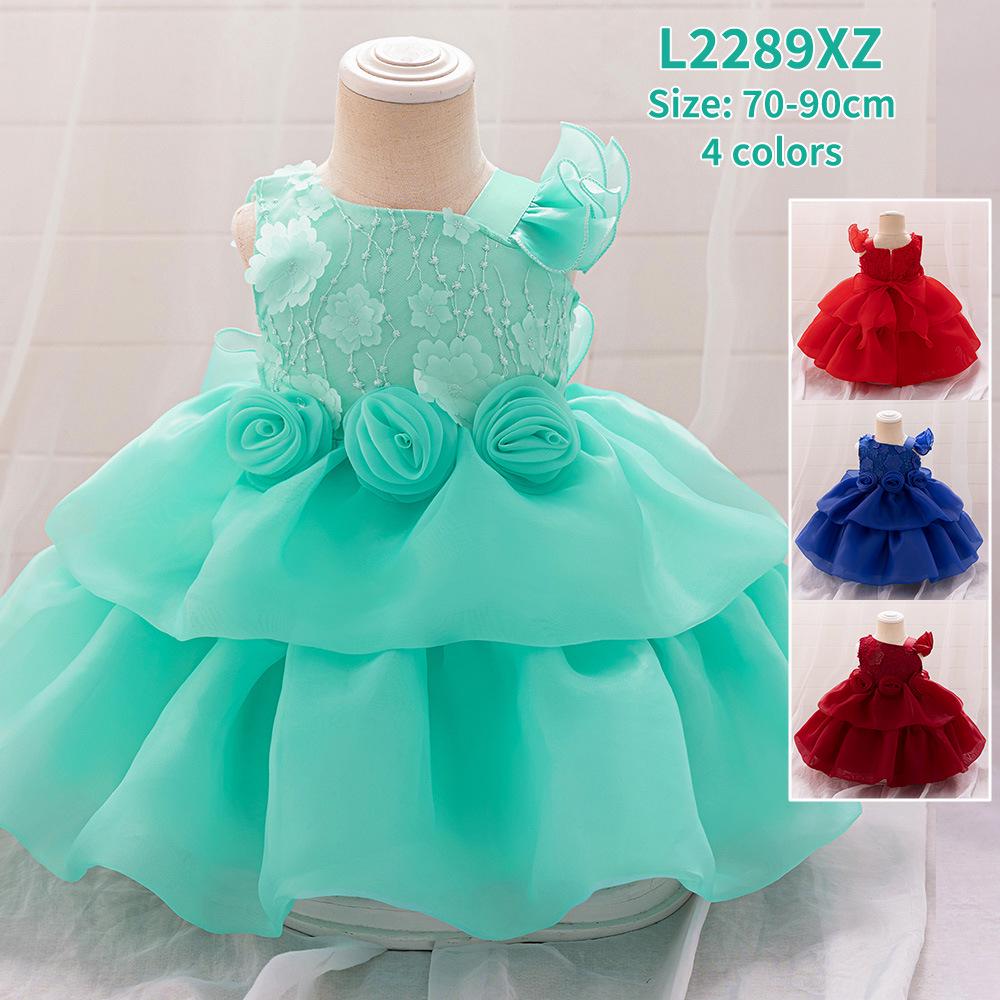 Europeisk & Amerikansk Blomsterflicka Prinsessklänning - Puffig Kjol Aftonklänning för Småbarn
