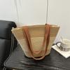 Internet Celebrity Straw Handbag Woven Bag Vegetable Basket Bag Striped Woven Handle Shoulder Bag Papyrus Tote Bag Women's Bag