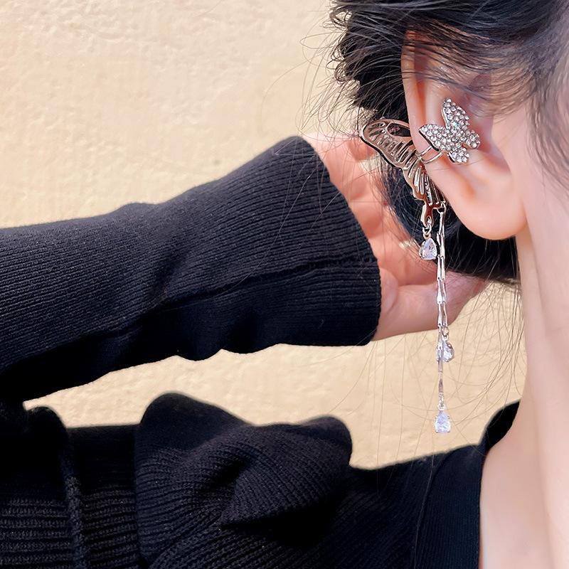 2024 Stylish Butterfly Tassel Clip-On Earrings for Non-Pierced Ears