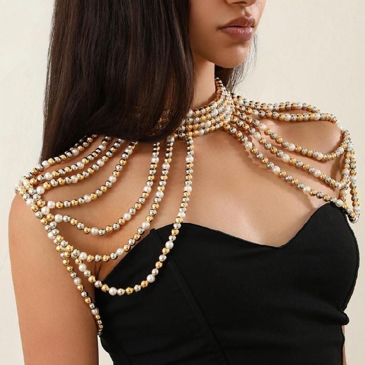 Elegant Faux Pearls Shoulder Necklace For Women Perfect For Pageants Proms Party Wedding Photo Props