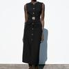 Za Export New Arrival Women's Clothing ZR Fashion Style with Belt Crepe Sleeveless round Neck Midi Skirt Dress 3897054