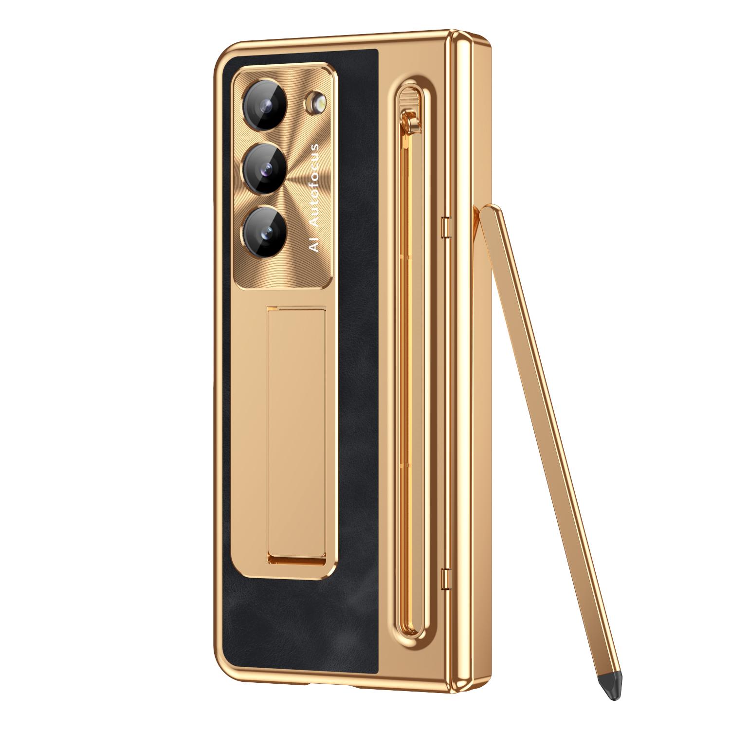 

Чехол с отделением для стилуса и защитной пленкой для Samsung Galaxy Z Fold 7 6 5 4, противоударный, с кожаной защитой шарнира Fold6 Fold7 и чехлом для стилуса For Galaxy Z Fold 7