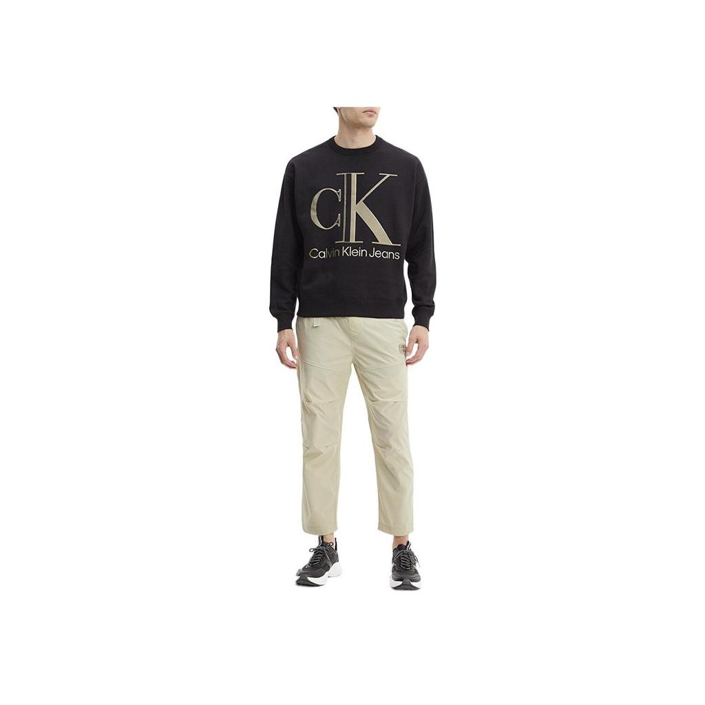 Calvin Klein FW22 Letter Logo Print Crew Neck Pullover Long Sleeve Sweatshirt Men Sweatshirt Black J30J320845-BEH