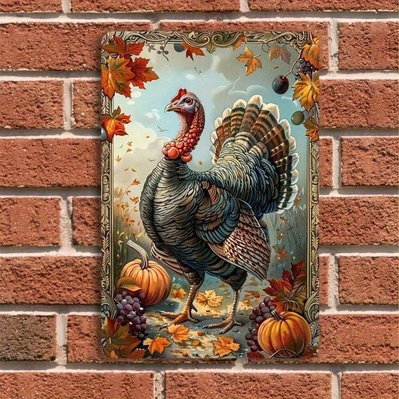 Metal Wall Art Vintage Thanksgiving Tin Sign, Kitchen Decor Poster