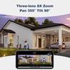 Neue EU 12MP 6K WiFi-Kamera für den Außenbereich, drei Objektive, Dual-Screens, 8-facher Zoom, CCTV-Mini-Videokamera, automatisches Tracking, Sicherheitsschutz, Überwachung, iCSee-App