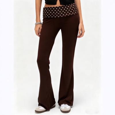 Women's New Casual Yoga Pants Polka Dot Splicing Hot Girl Solid Color Low-waist Slim Trousers