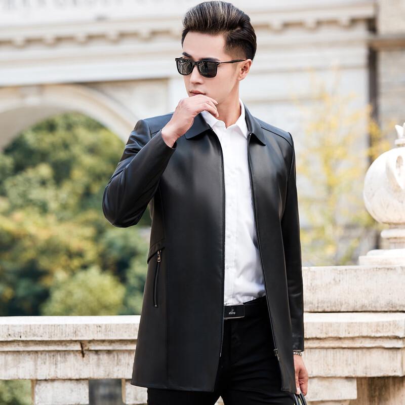 Futing Men's Business Casual Sheepskin Leather Jacket