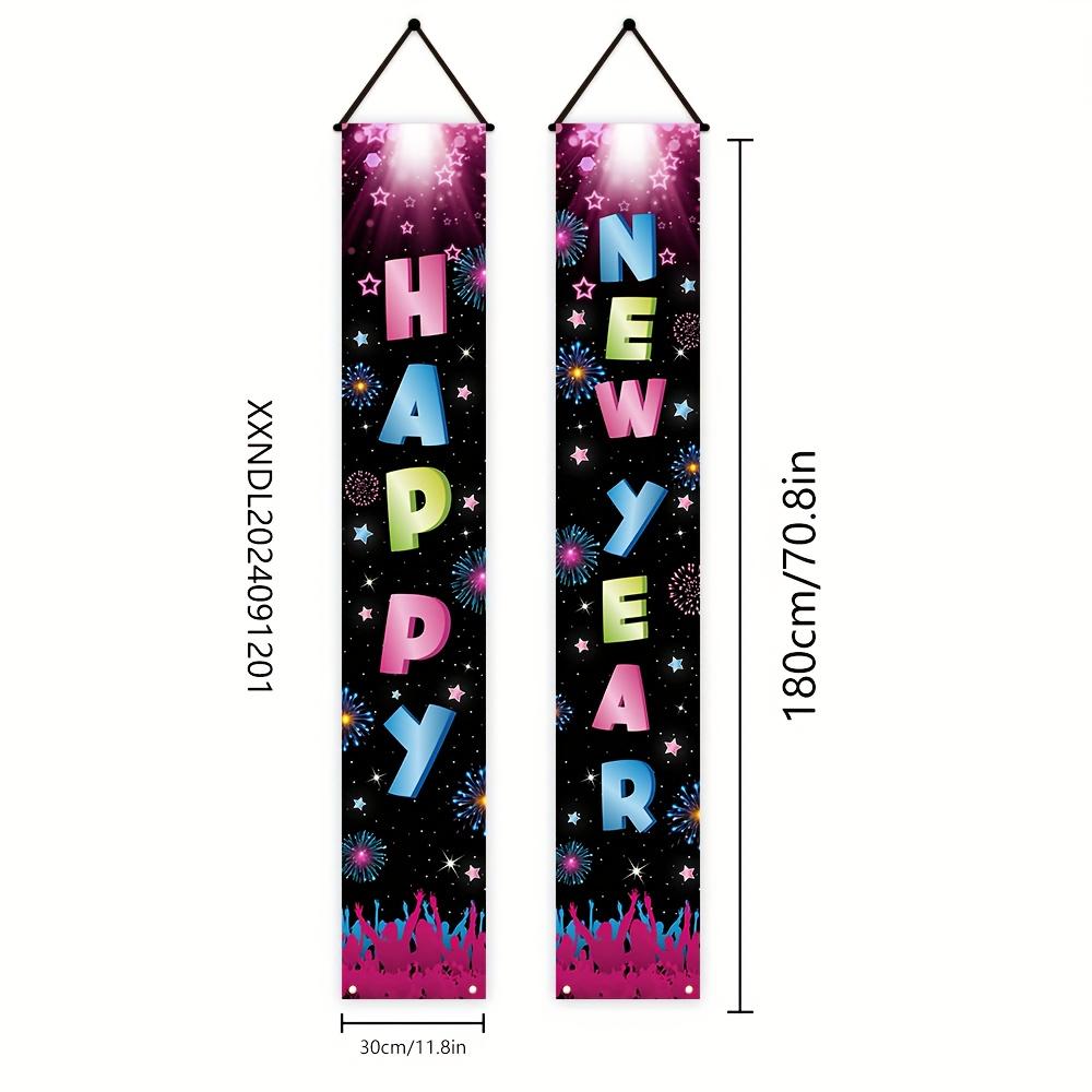 Happy New Year Couplet Banner Fireworks 1 Pair Polyester 180x30cm Indoor Outdoor Decor