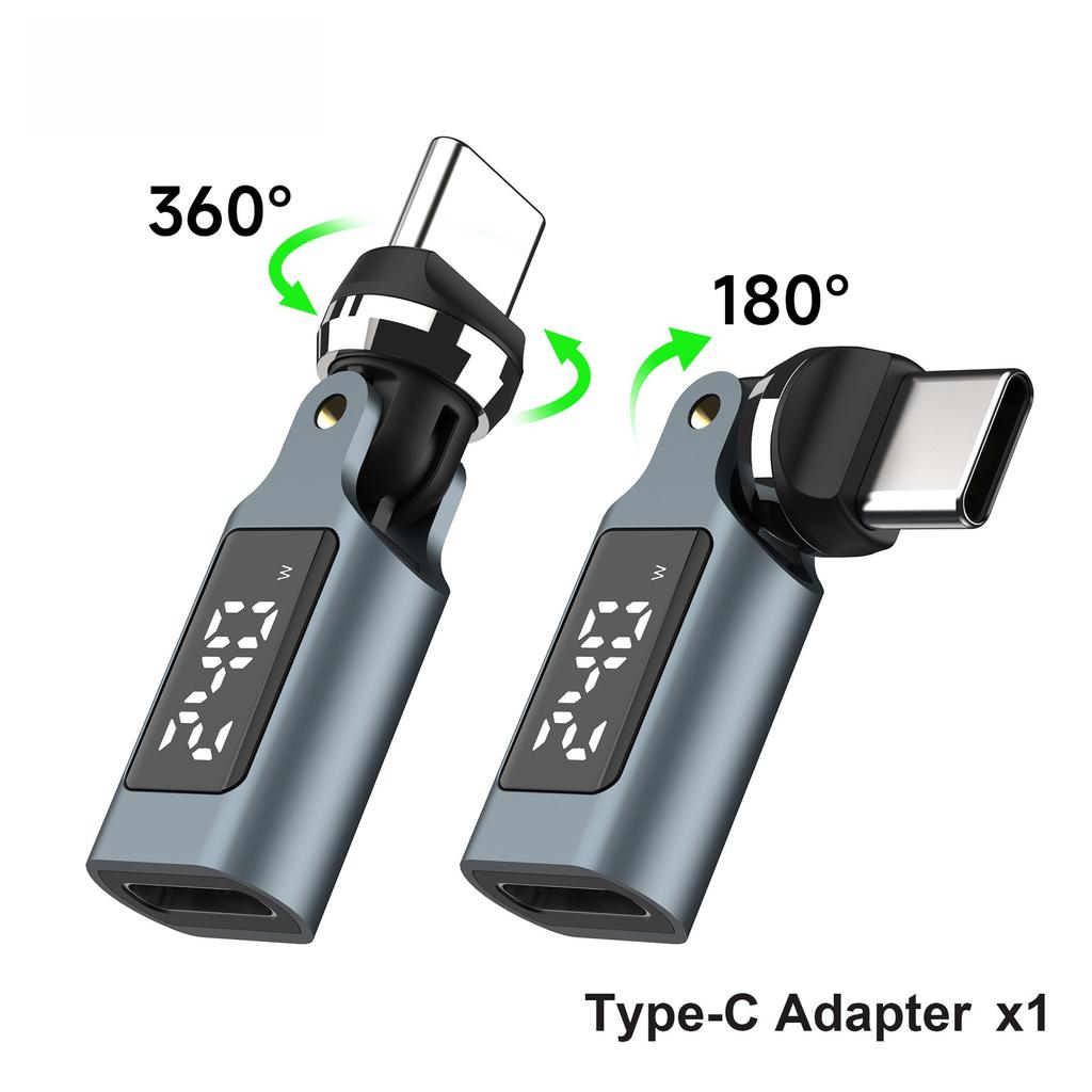 240W Digital Display 540° Rotatable Type-C Elbow Adapter Bendable Fast Charging Connector Compatible with IPhone Xiaomi Stylus