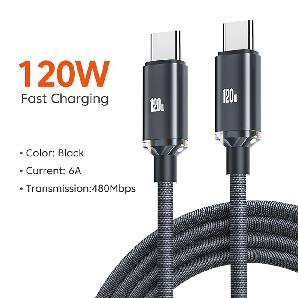 120W USB C To Type C Cable 6A PD Super Fast Charging Data Cord For iPhone 15 Pro Max Samsung S24 S23 Xiaomi Redmi Charger Cable