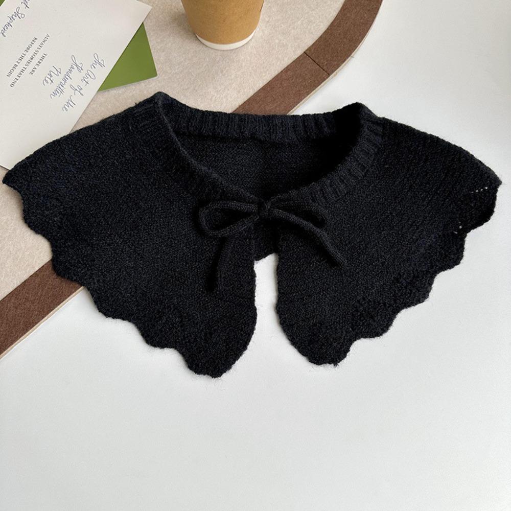Solid Color Knitting Detachable Collar Laced Up False Collar Decoration Shirt Shawl Wrap