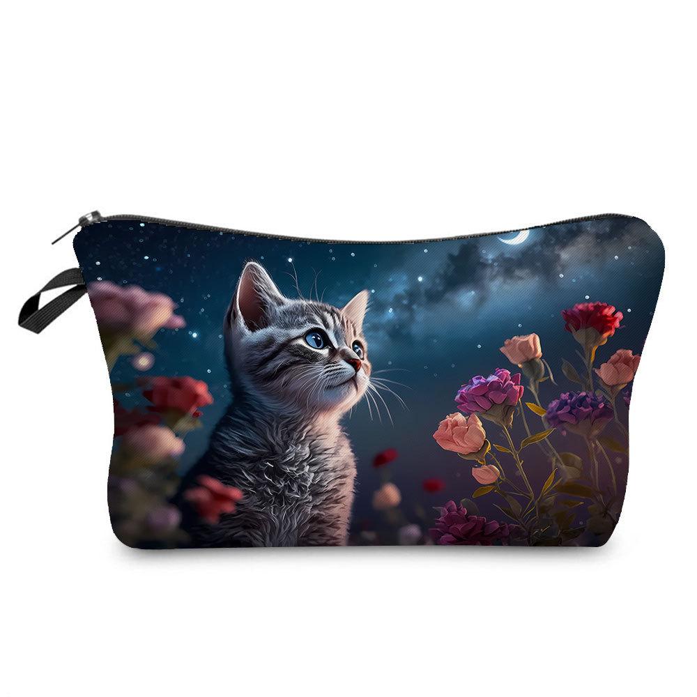Women Cat Print Cosmetic Bag Toiletries Organize Travel Storage Case 6772