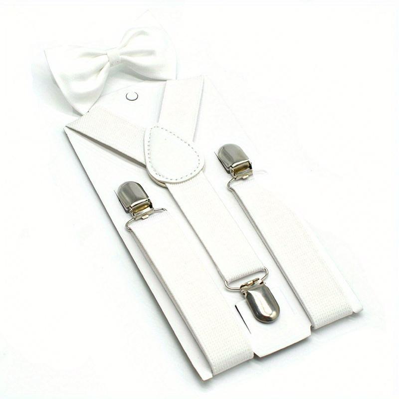 Casual Suspenders with Bow Tie To Prevent Falling Off, Stylish Performance Suspenders, Three Clips, Elastic Suspenders for Trousers.