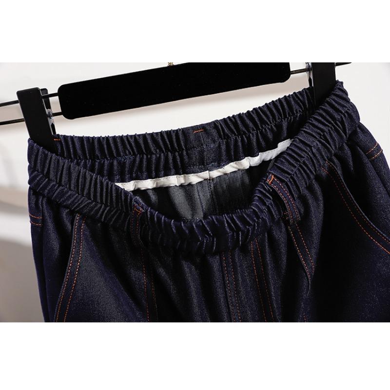 DIMANAF 2026 Primavera Estate Taglie Forti Donna Pantaloncini Jeans Vita Elastica Oversize Larghi Shorts Denim Cotone Blu Uniforme