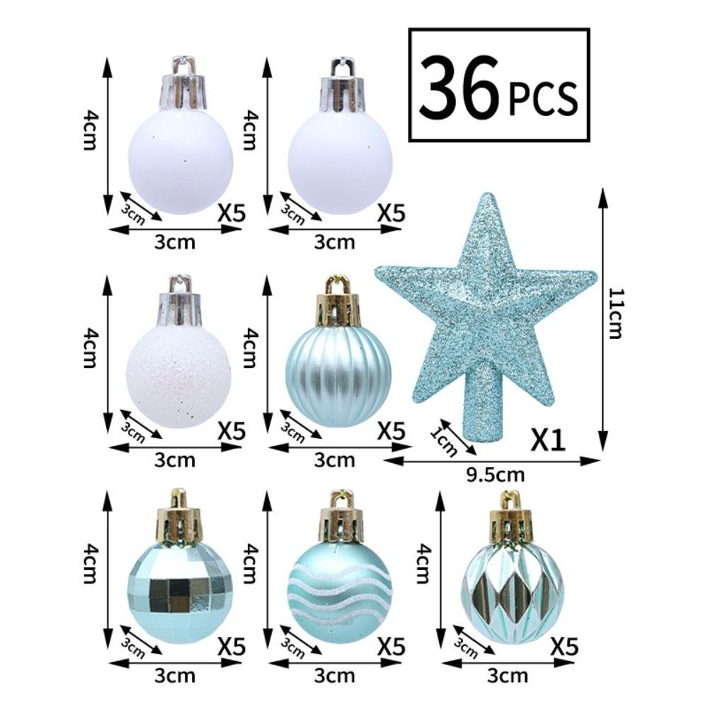 36Pcs Electroplated Christmas Ball Pendant Glitter Special-shaped Plastics Christmas Tree Topper DIY Multicolor