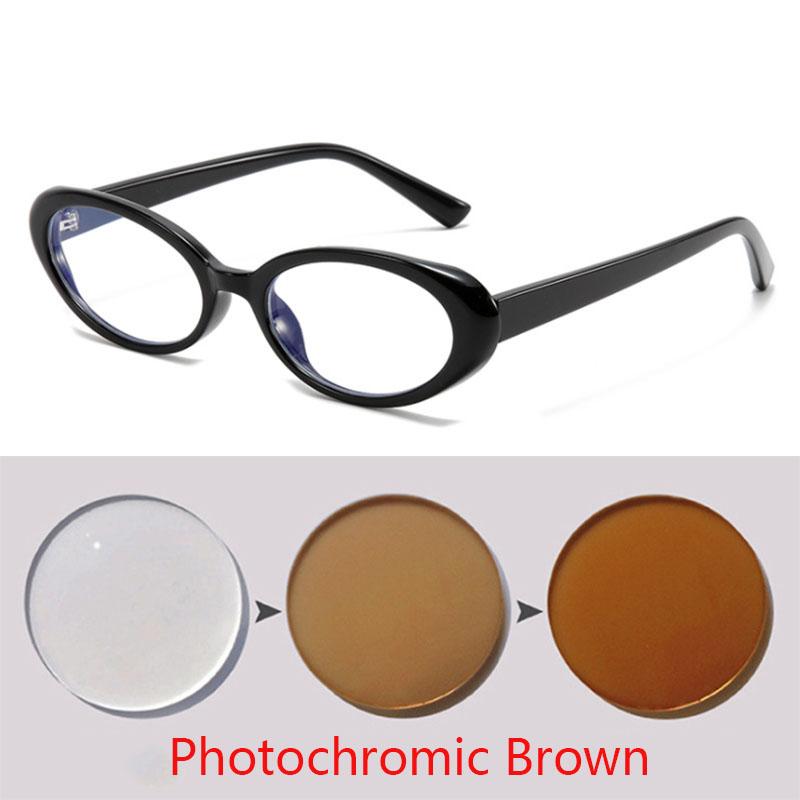 Kleine Fassung Blaulichtfilter Ovale Myopiegläser Rezeptbrille Damen Herren Optische Brille 0 -0.5 -0.75 Bis -6.0