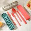 Wheat Straw Knife, Fork, Spoon and Chopsticks Set - Outdoor Travel Portable Four-piece Set