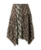 The Vinyl House Unbalance Layered Check Skirt (W) Brown