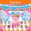 New Movie Real Barbie Party Supplies Theme Set With Decorative Banner Flag Pulls Cake Inserts And Balloons 140*170 Mm Size Various Colors
