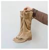Koreanische Version von Fashion Niche Zehen coole Stiefel 2025 neue dunkle mittelhohe Stiefel plissierte Stiefel mit Schaft Retro Westernstiefel